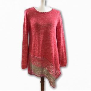 Soft Surroundings Coral Asymmetrical Sweater S